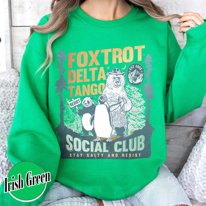 Foxtrot Delta Tango Sweatshirt,Social Club Bear Sweatshirt, Anti Facism Sweatshirt, Anti Republican Sweatshirt