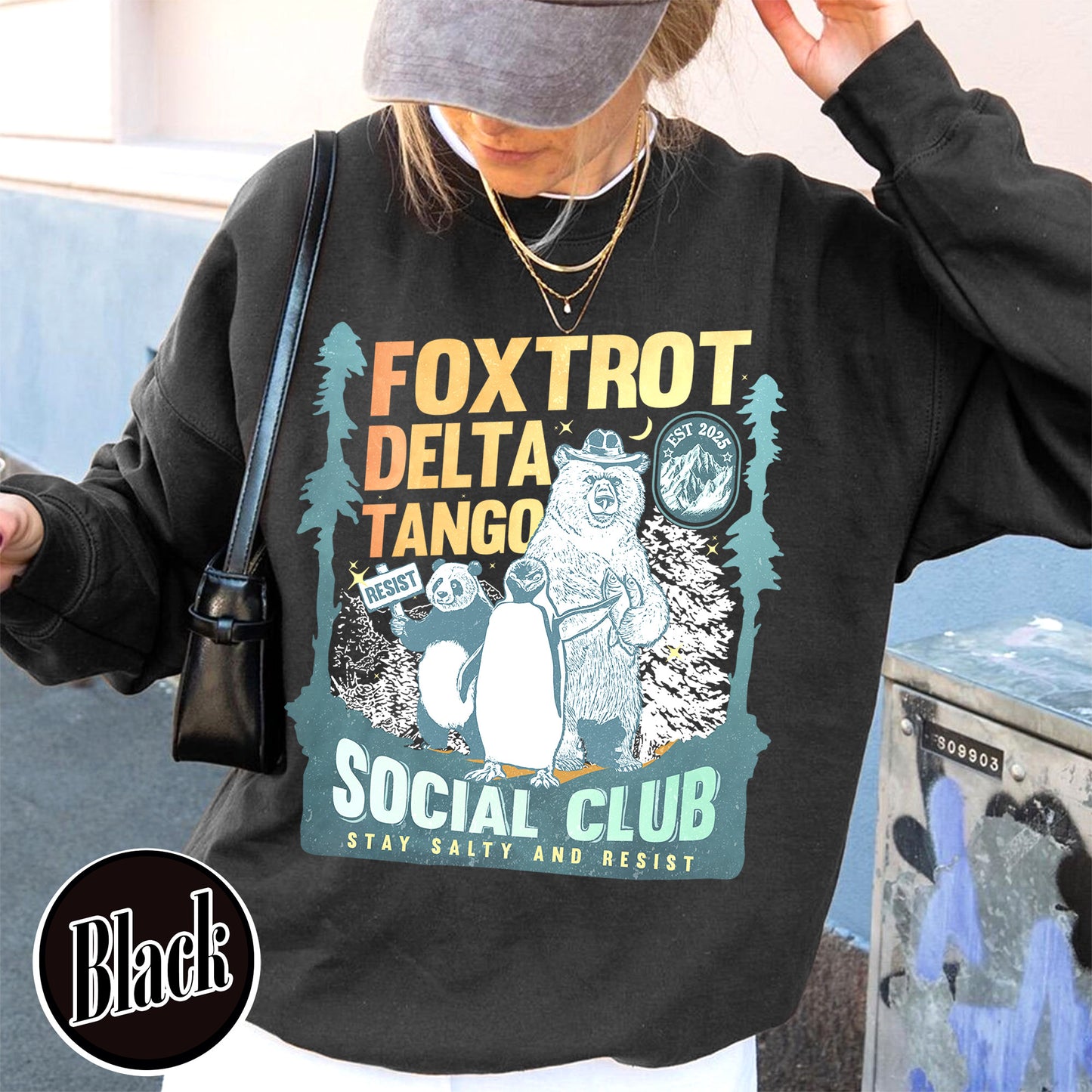 Foxtrot Delta Tango Sweatshirt,Social Club Bear Sweatshirt, Anti Facism Sweatshirt, Anti Republican Sweatshirt