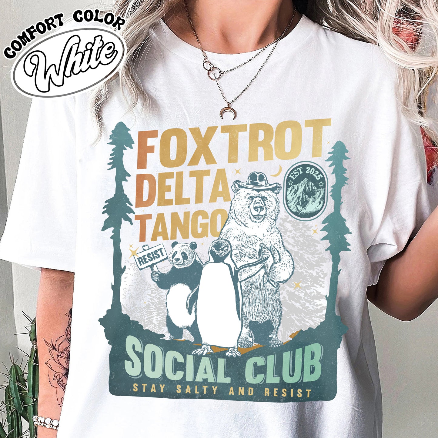 Foxtrot Delta Tango Comfort Colors Shirt,Social Club Bear Shirt, Anti Facism tee, Anti Republican shirt