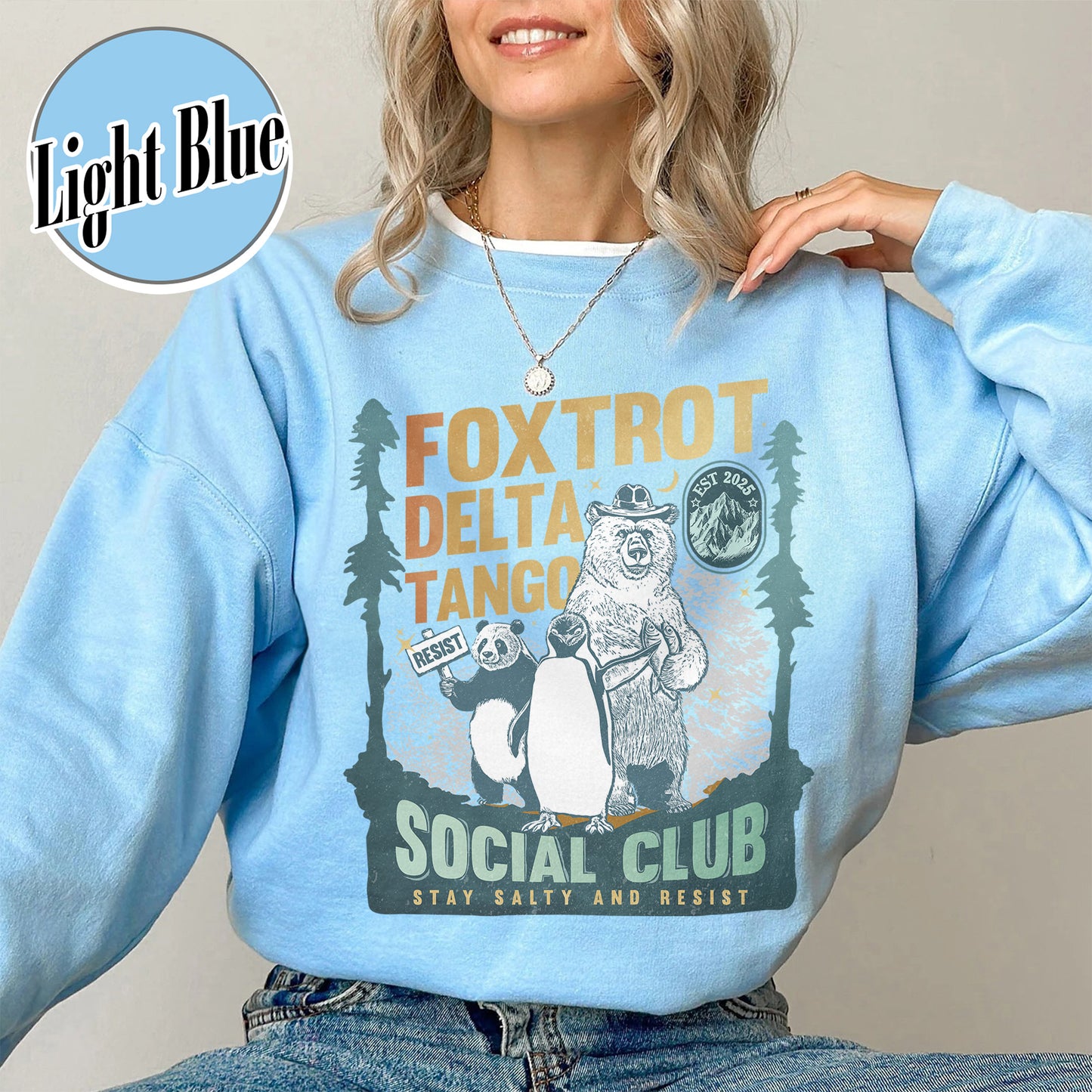Foxtrot Delta Tango Sweatshirt,Social Club Bear Sweatshirt, Anti Facism Sweatshirt, Anti Republican Sweatshirt