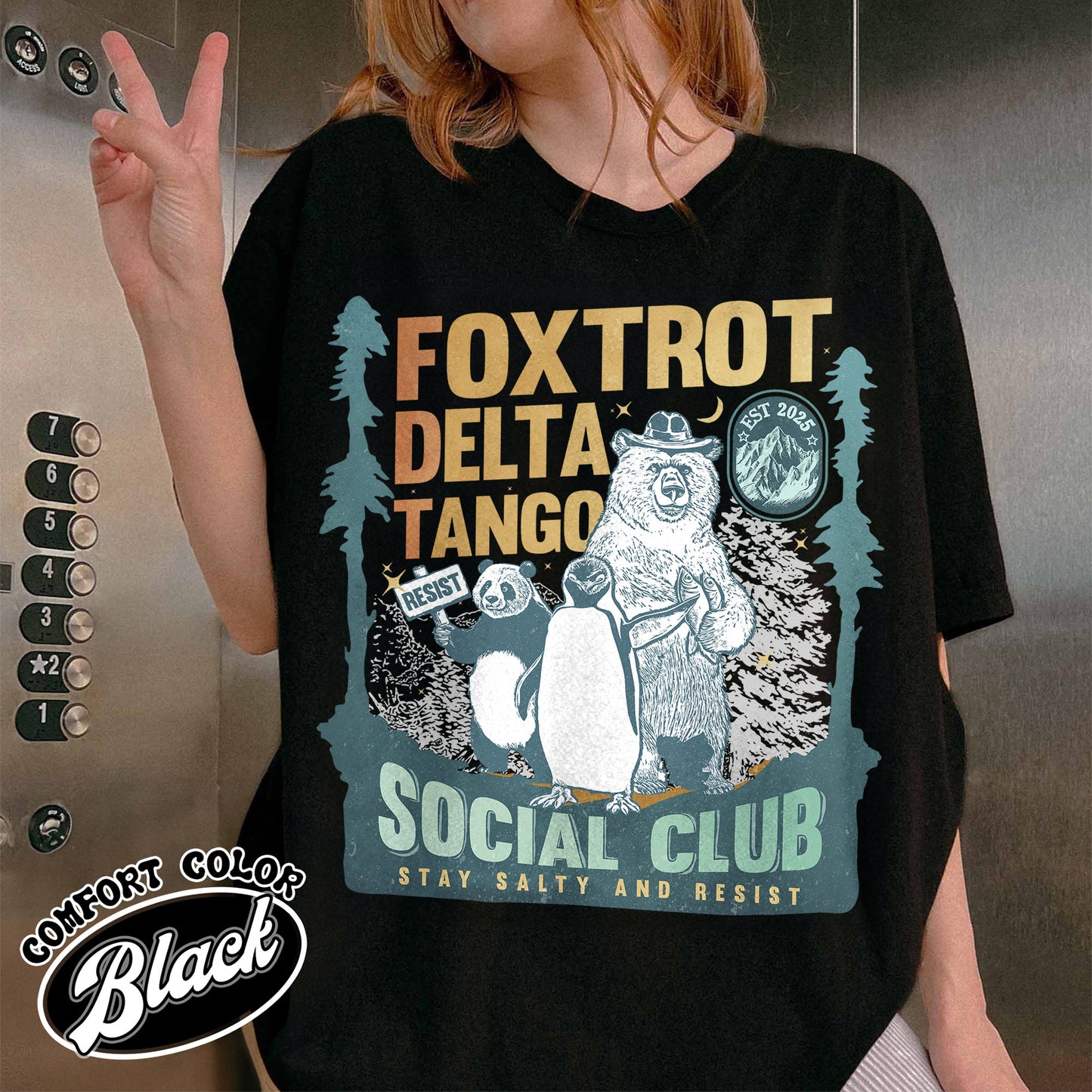 Foxtrot Delta Tango Comfort Colors Shirt,Social Club Bear Shirt, Anti Facism tee, Anti Republican shirt