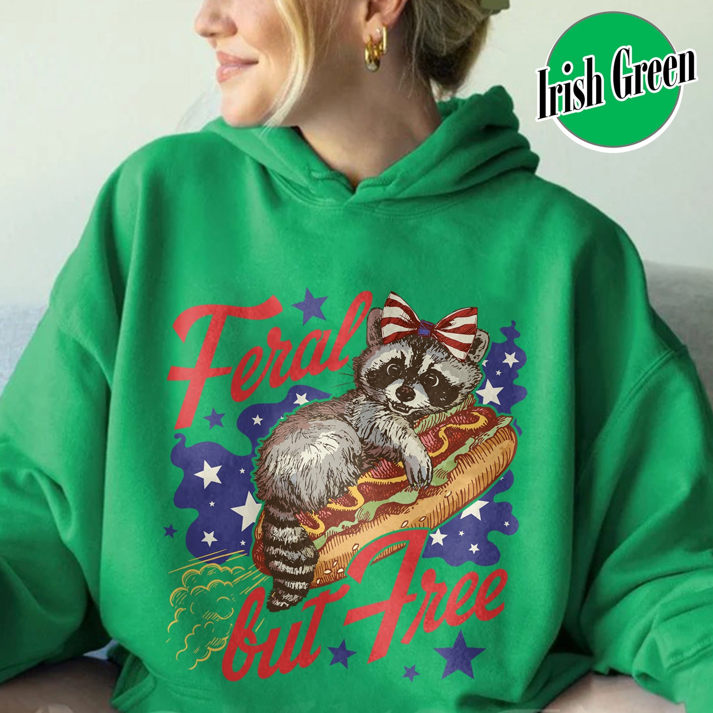 Funny 4th of July Boys Hoodie,Feral But Free Fourth of July Kids Hoodie, Patriotic Hoodie