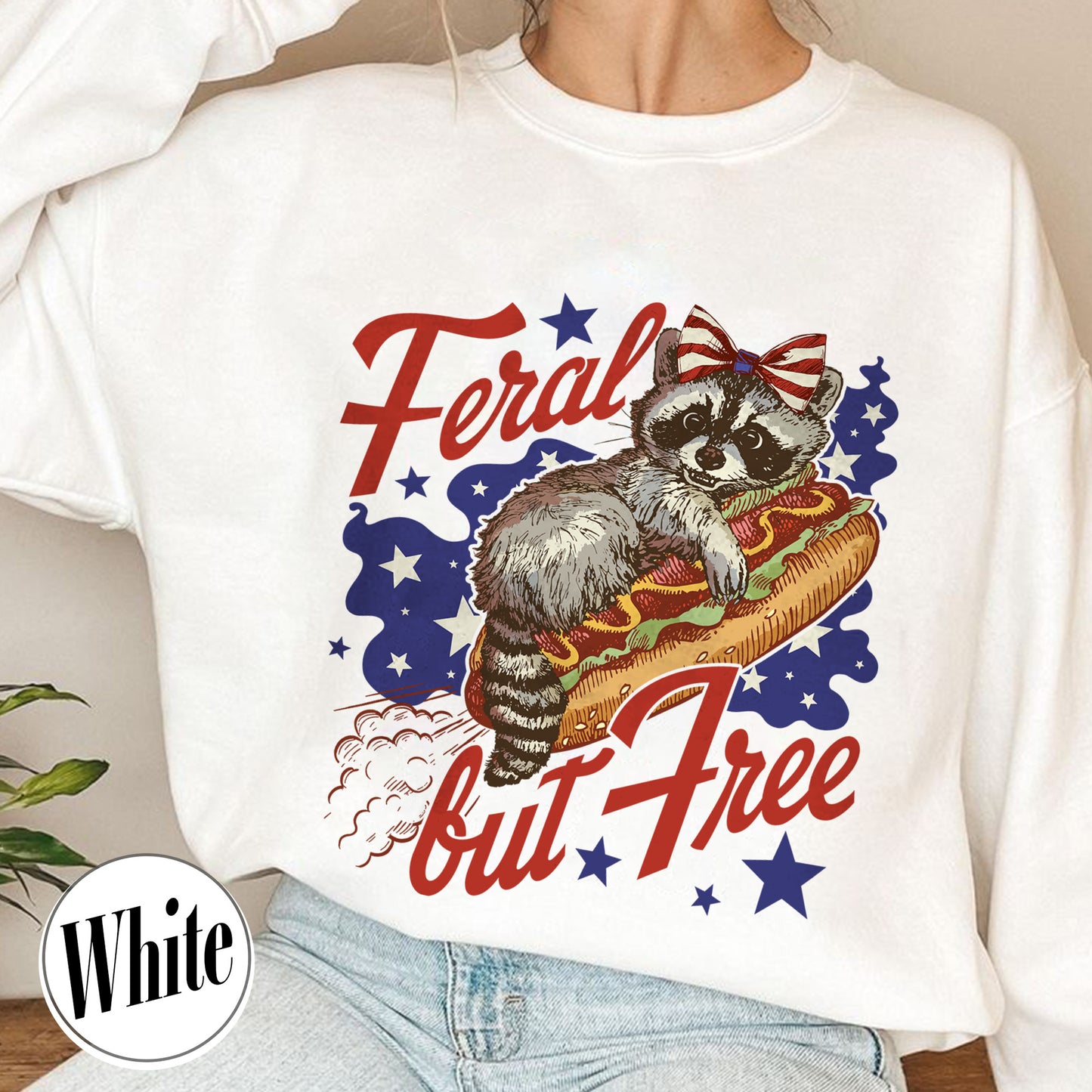 Funny 4th of July Boys Sweatshirt,Feral But Free Fourth of July Kids Sweatshirt, Patriotic Sweatshirt