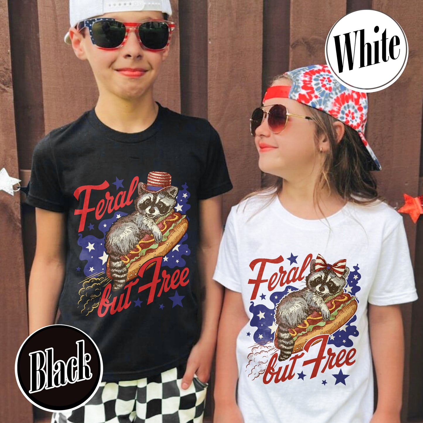 Funny 4th of July Boys Sweatshirt,Feral But Free Fourth of July Kids Sweatshirt, Patriotic Sweatshirt