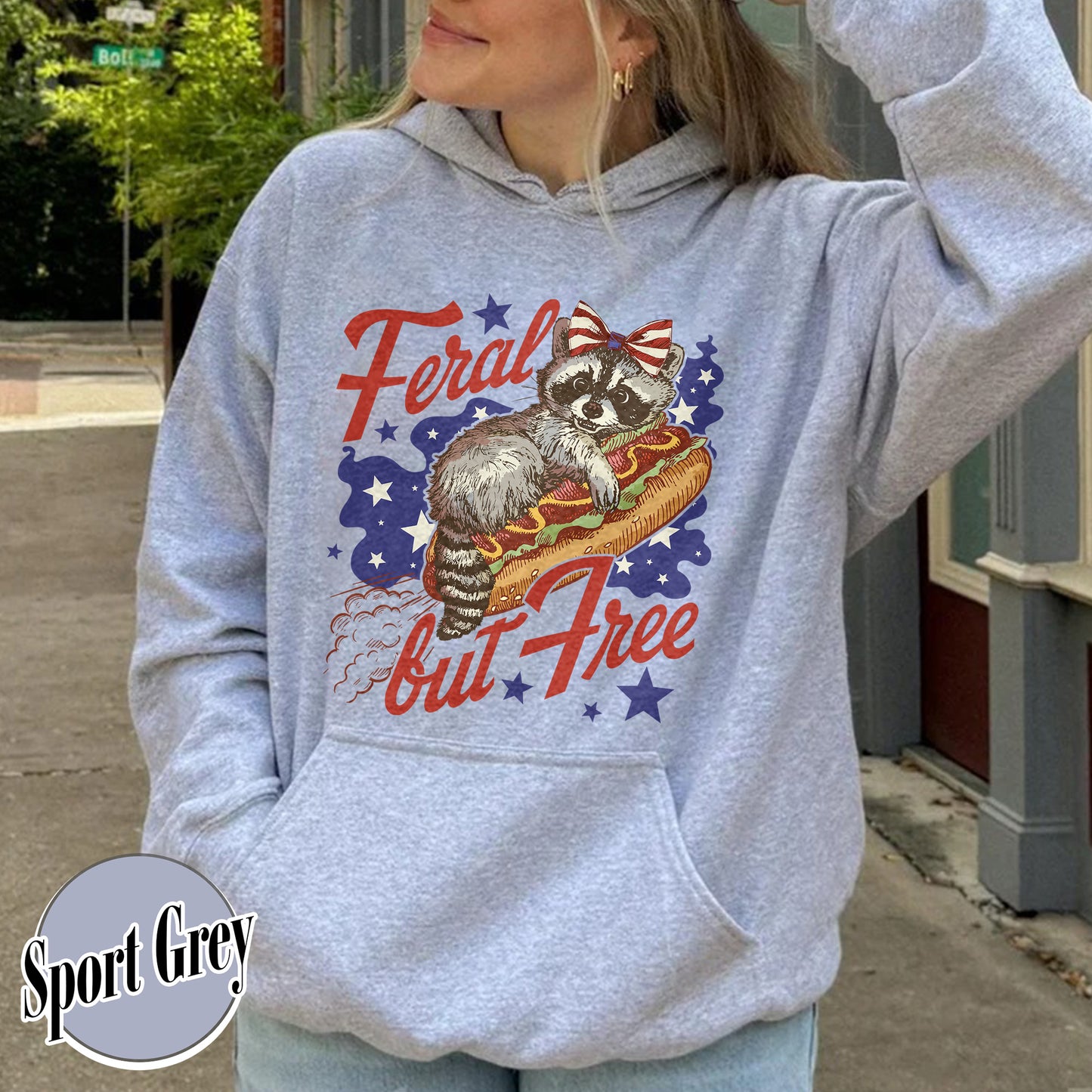 Funny 4th of July Boys Hoodie,Feral But Free Fourth of July Kids Hoodie, Patriotic Hoodie