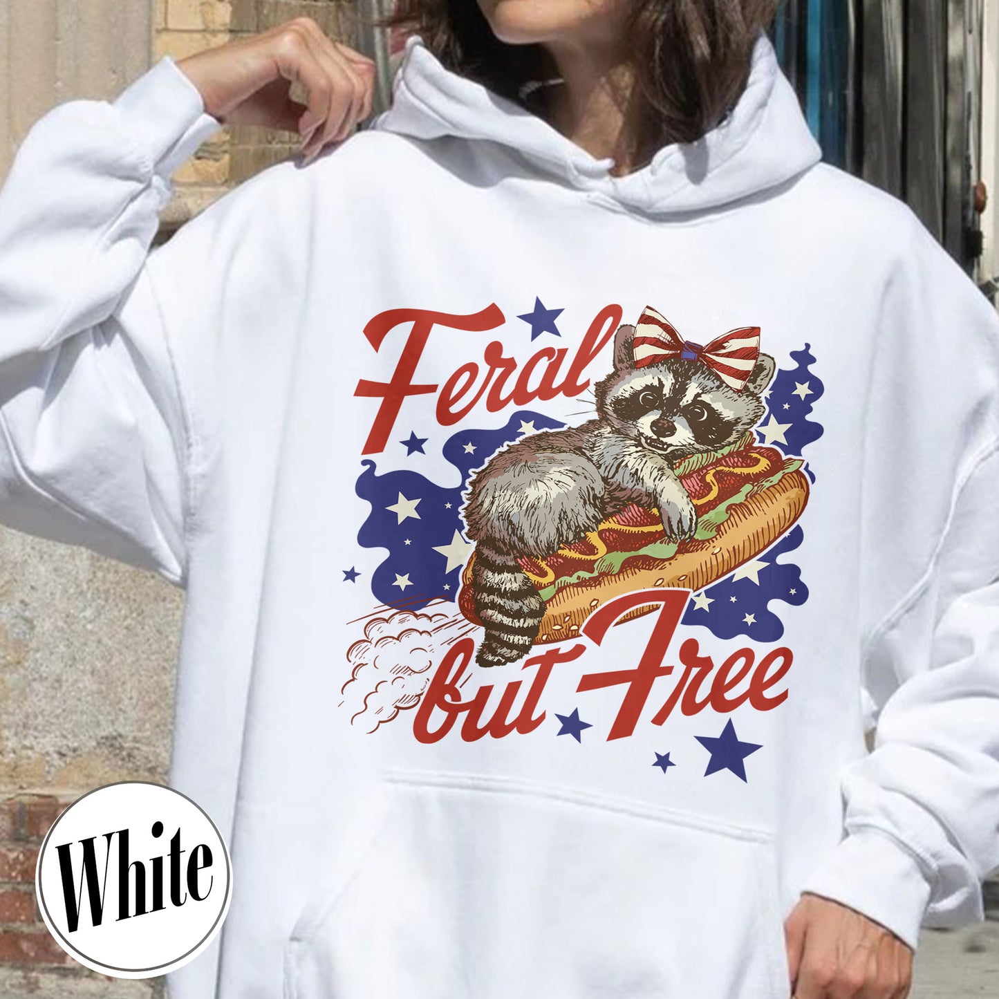 Funny 4th of July Boys Hoodie,Feral But Free Fourth of July Kids Hoodie, Patriotic Hoodie
