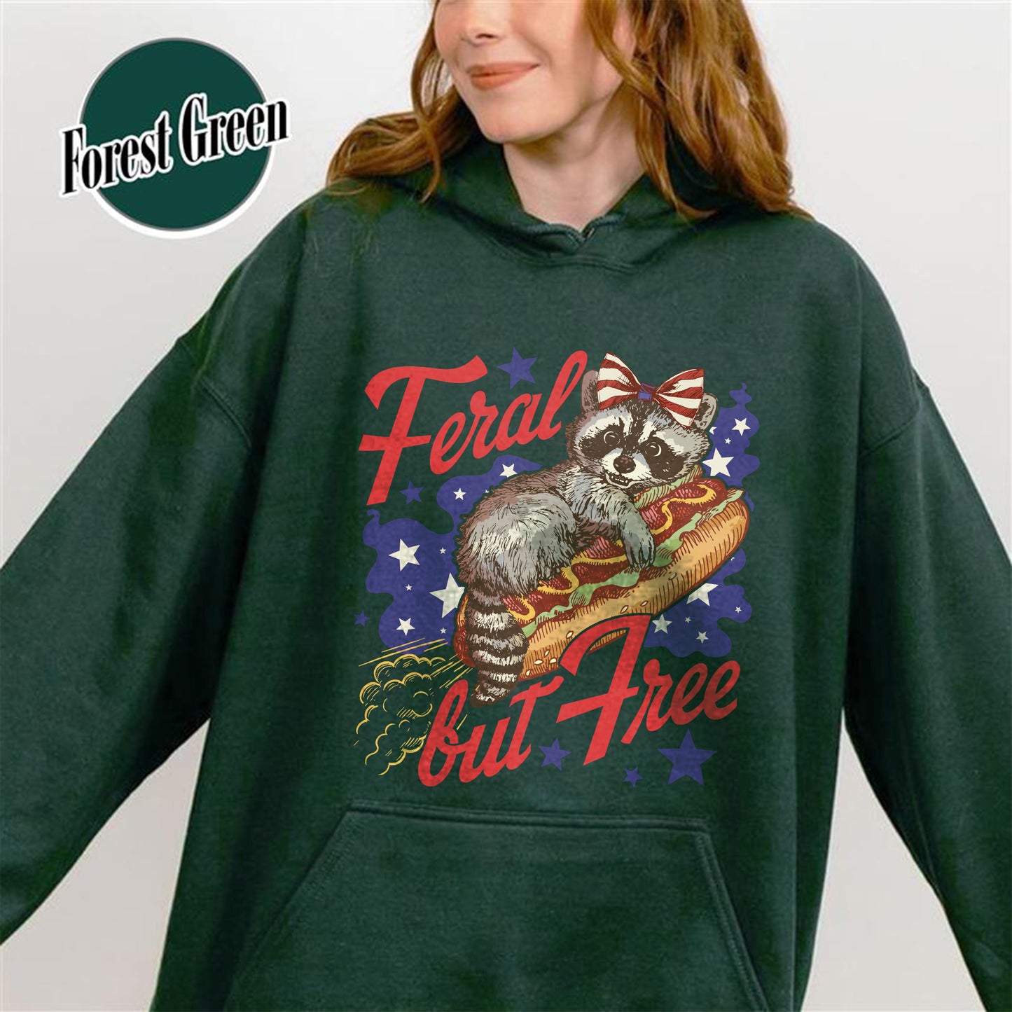 Funny 4th of July Boys Hoodie,Feral But Free Fourth of July Kids Hoodie, Patriotic Hoodie