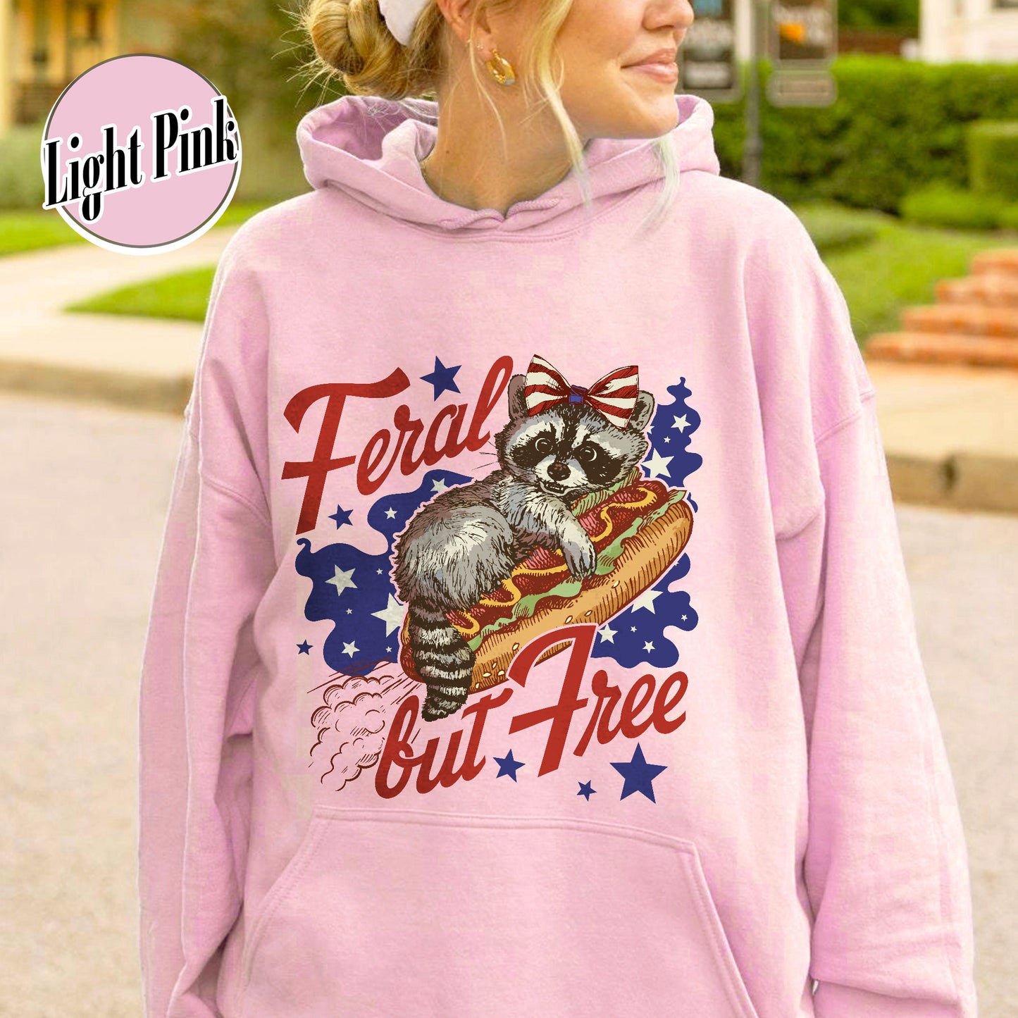 Funny 4th of July Boys Hoodie,Feral But Free Fourth of July Kids Hoodie, Patriotic Hoodie