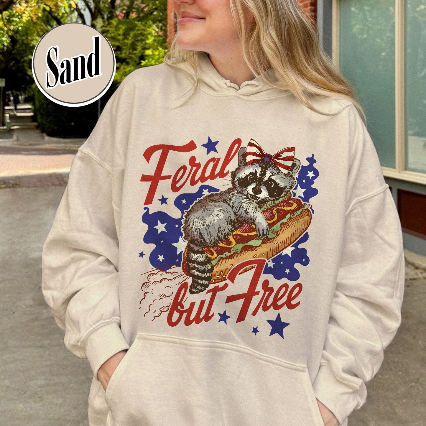 Funny 4th of July Boys Hoodie,Feral But Free Fourth of July Kids Hoodie, Patriotic Hoodie