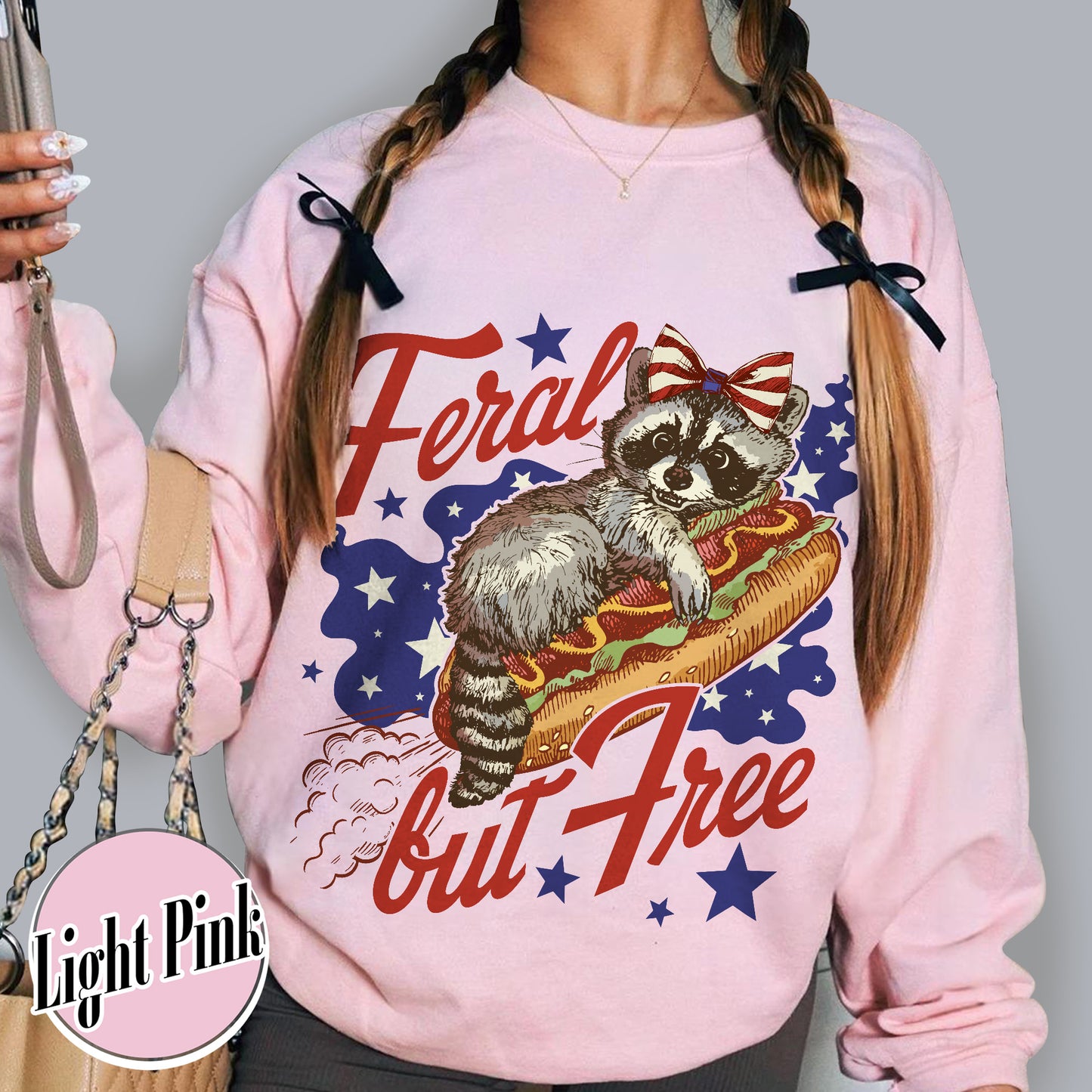 Funny 4th of July Boys Sweatshirt,Feral But Free Fourth of July Kids Sweatshirt, Patriotic Sweatshirt