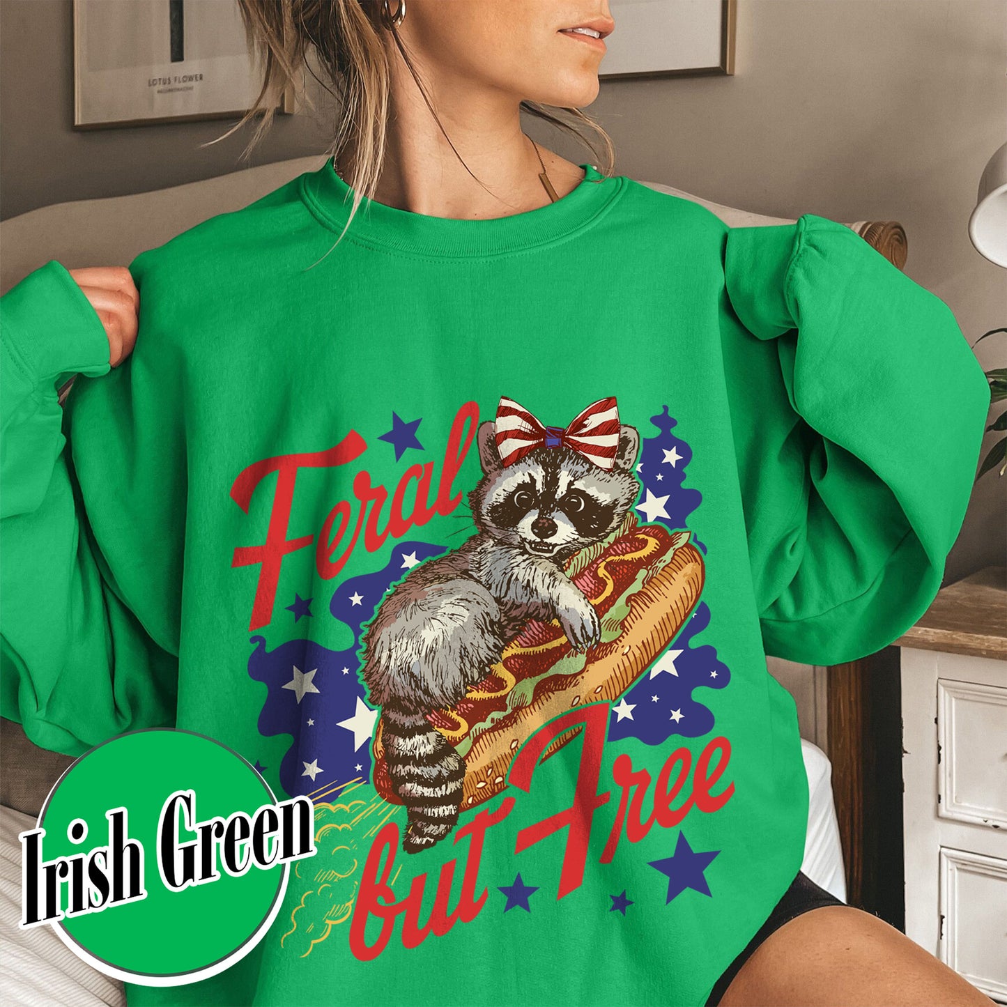 Funny 4th of July Boys Sweatshirt,Feral But Free Fourth of July Kids Sweatshirt, Patriotic Sweatshirt