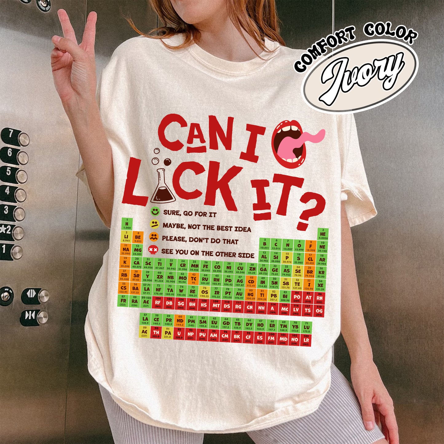 Funny Chemistry Comfort Colors Shirts,Can I Lick Or Smell It Periodic Table Shirt, Elements Table Shirt,