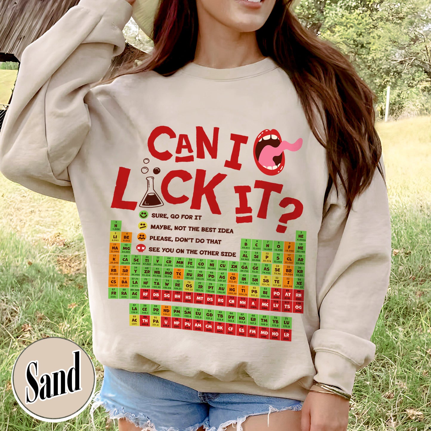 Funny Chemistry Sweatshirts,Can I Lick Or Smell It Periodic Table Sweatshirt, Elements Table Sweatshirt