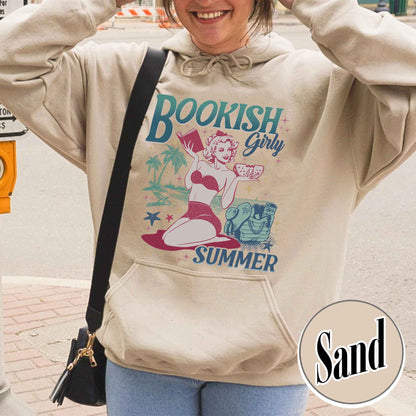 Book Girl Summer Hoodie, Beach Book Lover Summer Bookish Funny Reader, Feral Girl Summer Raccoon, Funny Meme Raccoon Hoodie, Bookish