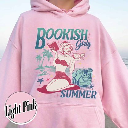 Book Girl Summer Hoodie, Beach Book Lover Summer Bookish Funny Reader, Feral Girl Summer Raccoon, Funny Meme Raccoon Hoodie, Bookish