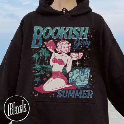 Book Girl Summer Hoodie, Beach Book Lover Summer Bookish Funny Reader, Feral Girl Summer Raccoon, Funny Meme Raccoon Hoodie, Bookish