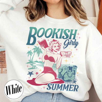 Book Girl Summer Sweatshirt, Beach Book Lover Summer Bookish Funny Reader, Feral Girl Summer Raccoon, Funny Meme Raccoon Sweatshirt, Bookish