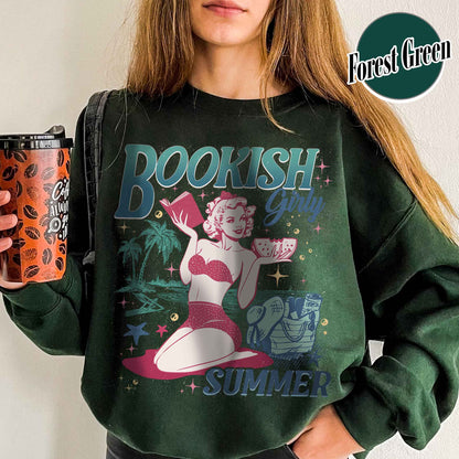 Book Girl Summer Sweatshirt, Beach Book Lover Summer Bookish Funny Reader, Feral Girl Summer Raccoon, Funny Meme Raccoon Sweatshirt, Bookish