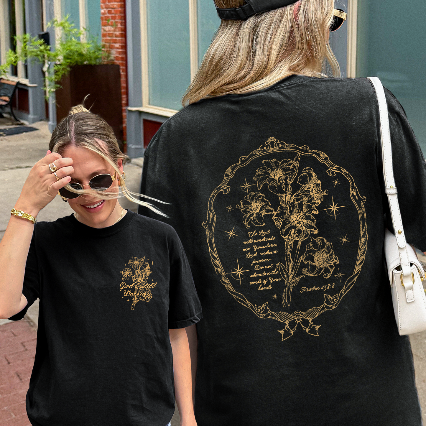 God’s Still Working – Vintage Botanical Faith & Psalm 138:8 Illustration Tshirt