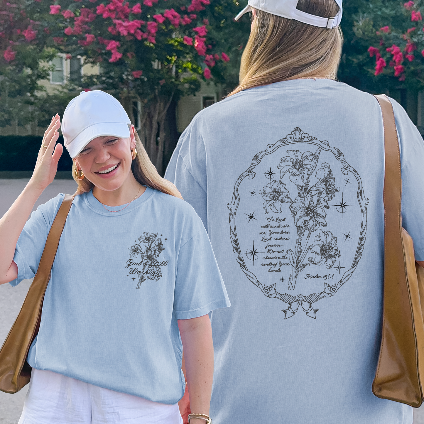God’s Still Working – Vintage Botanical Faith & Psalm 138:8 Illustration Tshirt