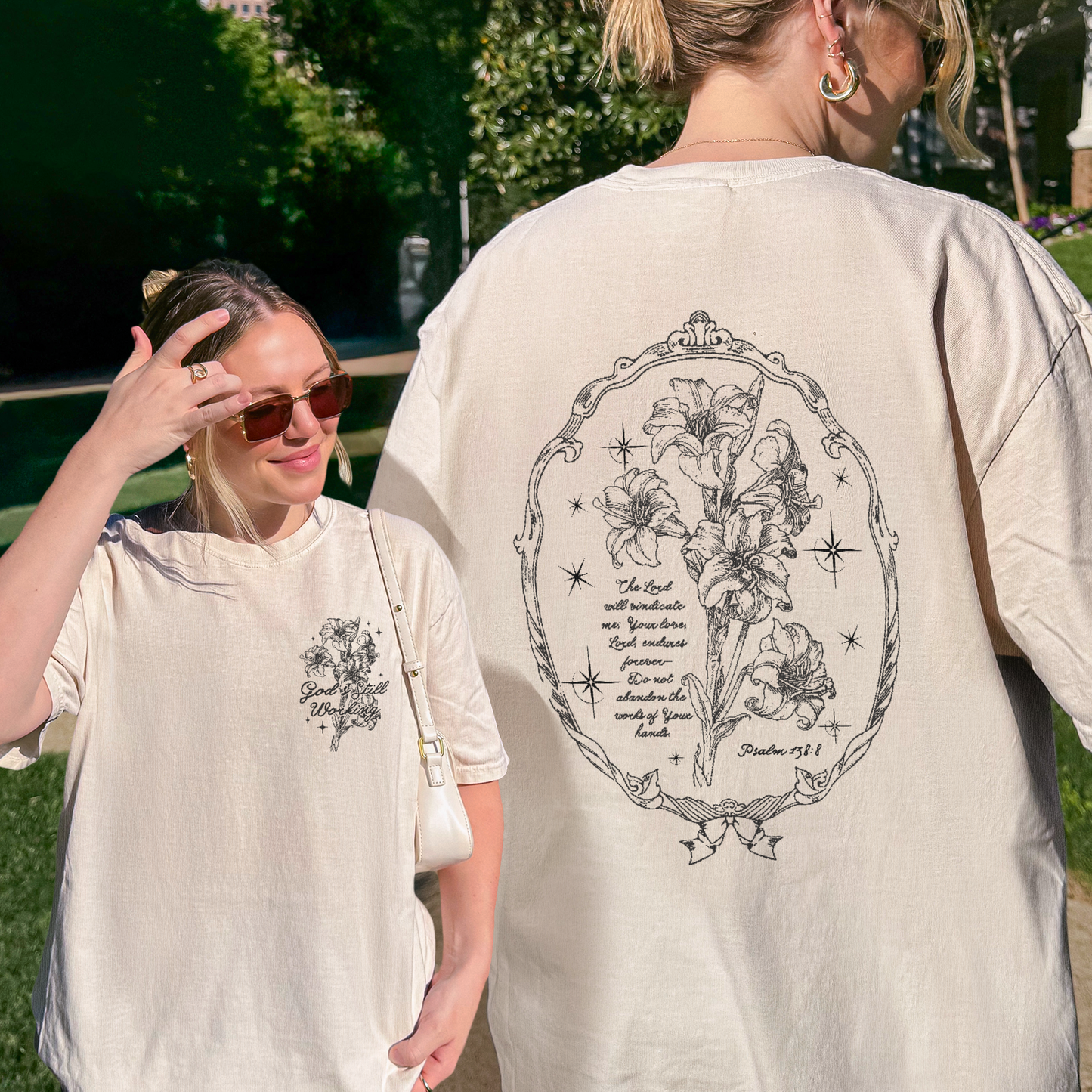 God’s Still Working – Vintage Botanical Faith & Psalm 138:8 Illustration Tshirt
