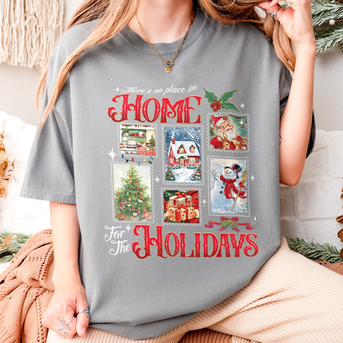 Home for the Holidays Shirt: Vintage Christmas Shirt, Merry Xmas Shirt, Festive Family Xmas Shirt
