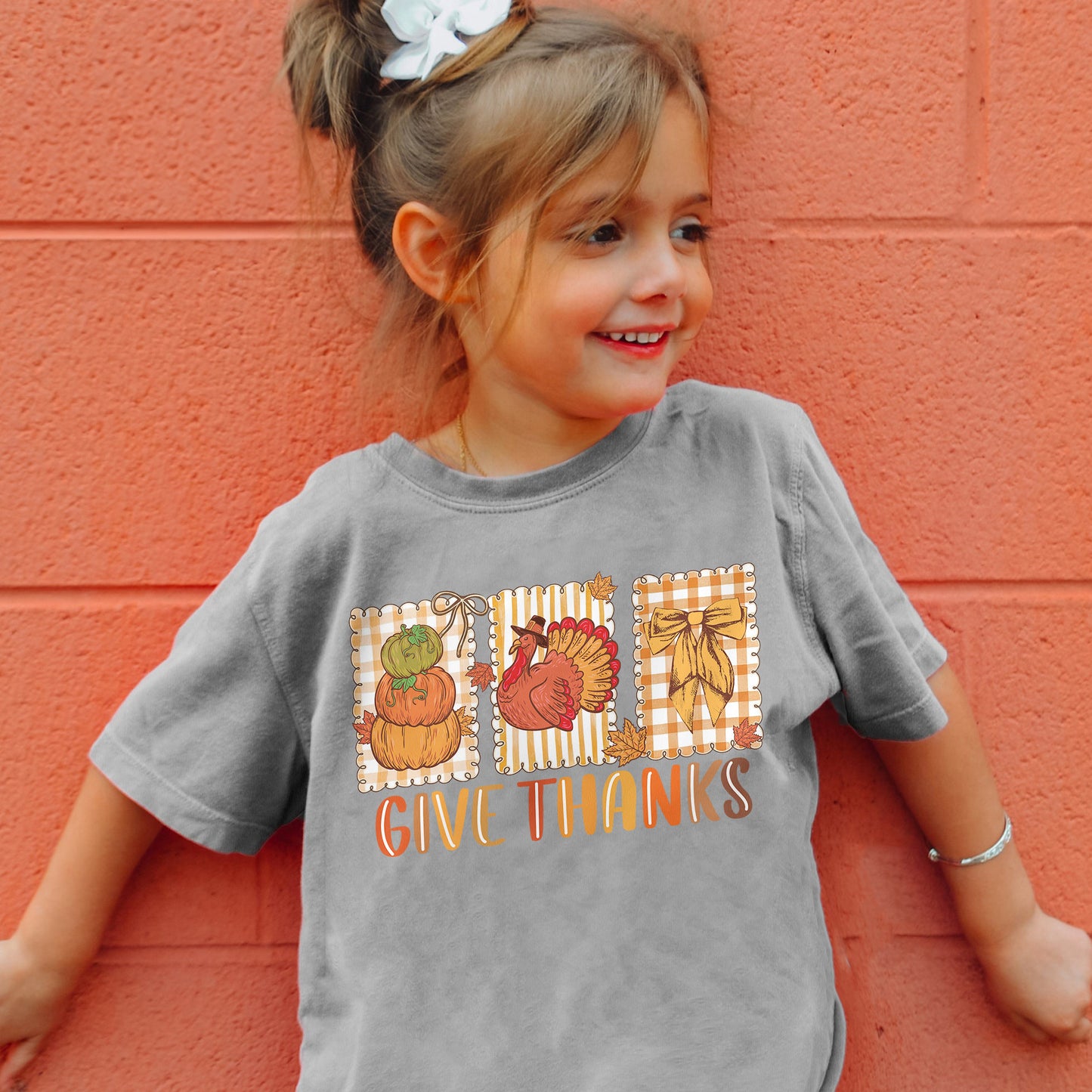 Thanksgiving Holiday, Give Thanks Coquette, Fall Pumpkin Turkey, Grateful Thankful Blessed, Autumn Gift Youth Tshirt