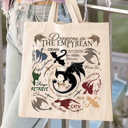Bookish Tote Bag, Dragons in fourth wing Tote Bag,Fourth Wing Dragon,Dragon in The Empyrean Tote Bag