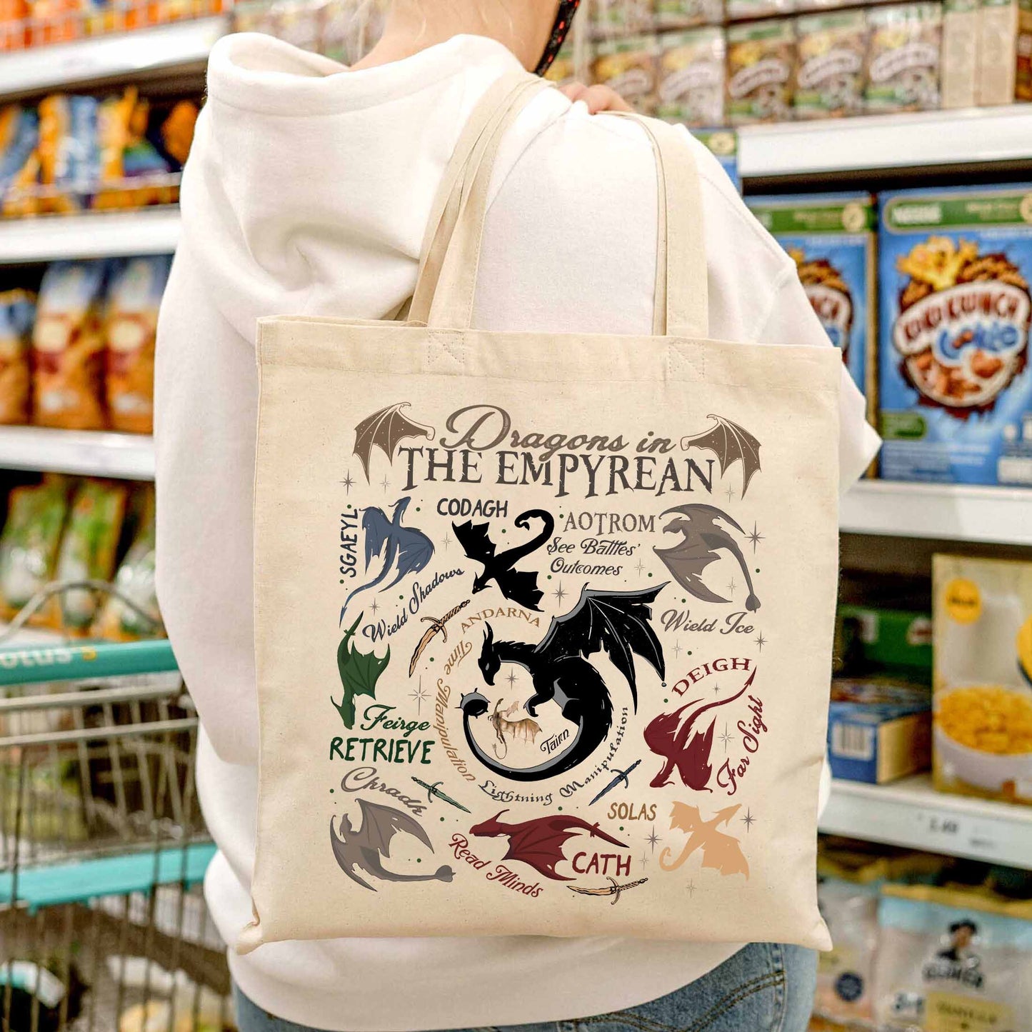 Bookish Tote Bag, Dragons in fourth wing Tote Bag,Fourth Wing Dragon,Dragon in The Empyrean Tote Bag