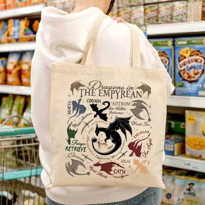 Bookish Tote Bag, Dragons in fourth wing Tote Bag,Fourth Wing Dragon,Dragon in The Empyrean Tote Bag