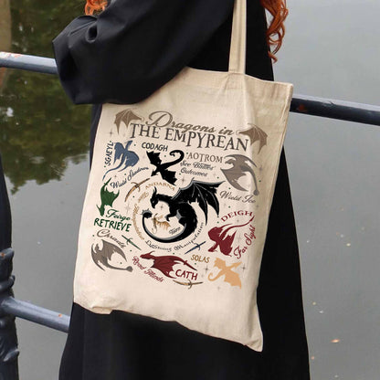 Bookish Tote Bag, Dragons in fourth wing Tote Bag,Fourth Wing Dragon,Dragon in The Empyrean Tote Bag