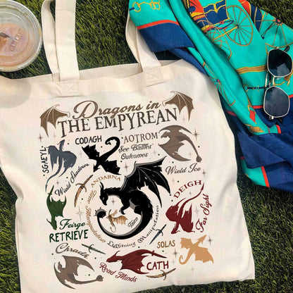 Bookish Tote Bag, Dragons in fourth wing Tote Bag,Fourth Wing Dragon,Dragon in The Empyrean Tote Bag