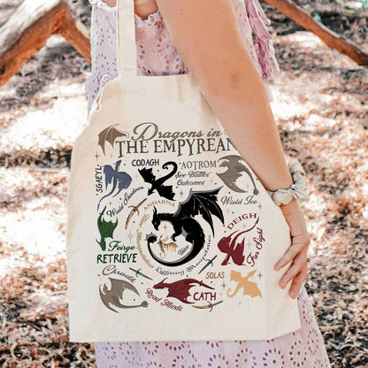 Bookish Tote Bag, Dragons in fourth wing Tote Bag,Fourth Wing Dragon,Dragon in The Empyrean Tote Bag