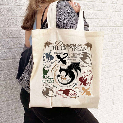 Bookish Tote Bag, Dragons in fourth wing Tote Bag,Fourth Wing Dragon,Dragon in The Empyrean Tote Bag