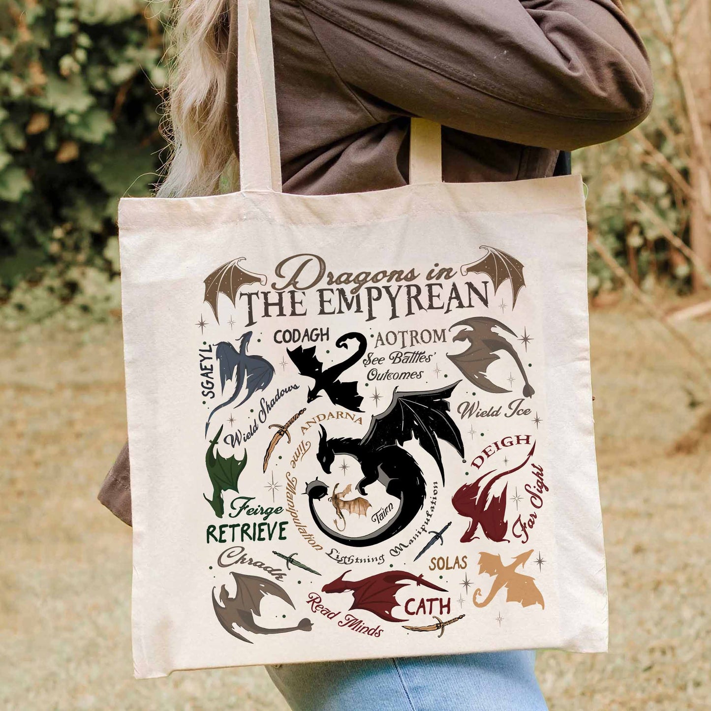 Bookish Tote Bag, Dragons in fourth wing Tote Bag,Fourth Wing Dragon,Dragon in The Empyrean Tote Bag
