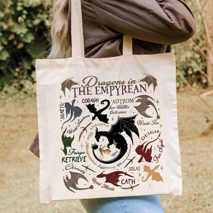 Bookish Tote Bag, Dragons in fourth wing Tote Bag,Fourth Wing Dragon,Dragon in The Empyrean Tote Bag