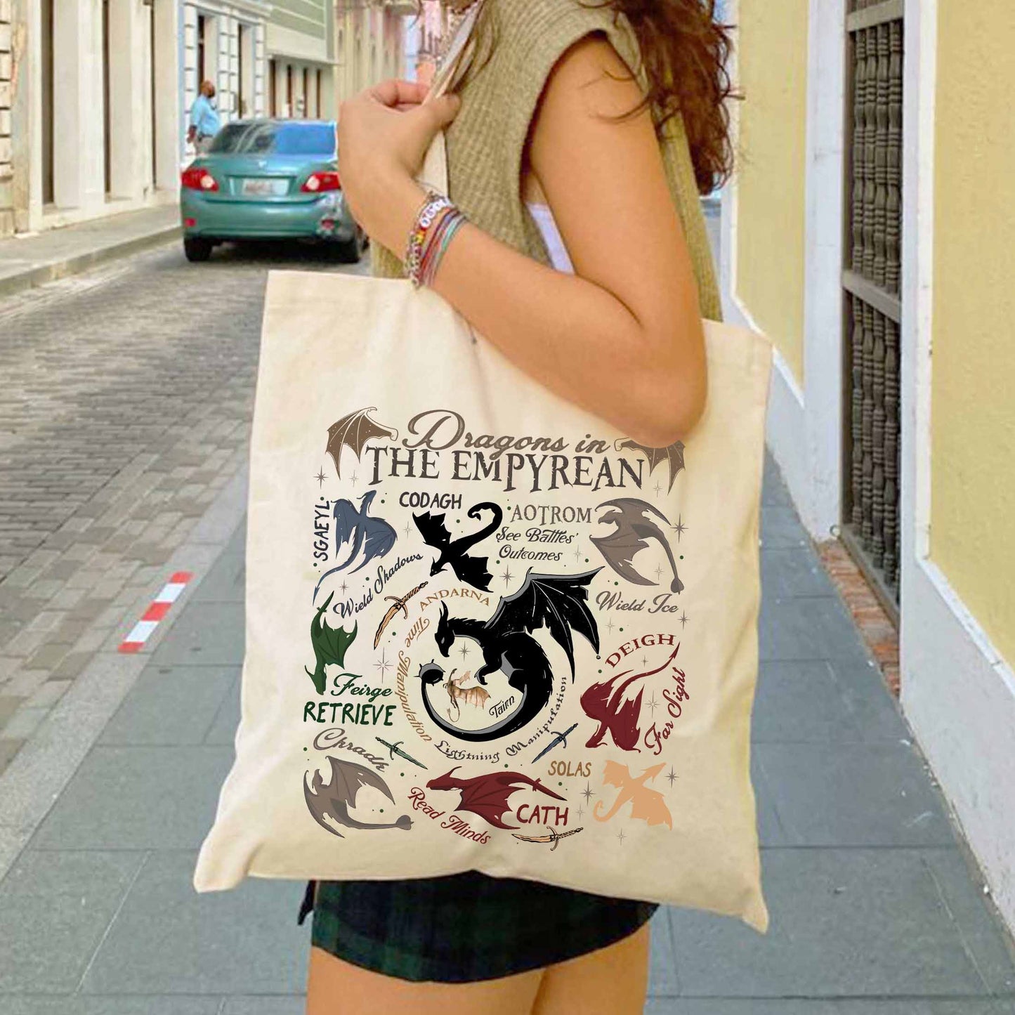 Bookish Tote Bag, Dragons in fourth wing Tote Bag,Fourth Wing Dragon,Dragon in The Empyrean Tote Bag