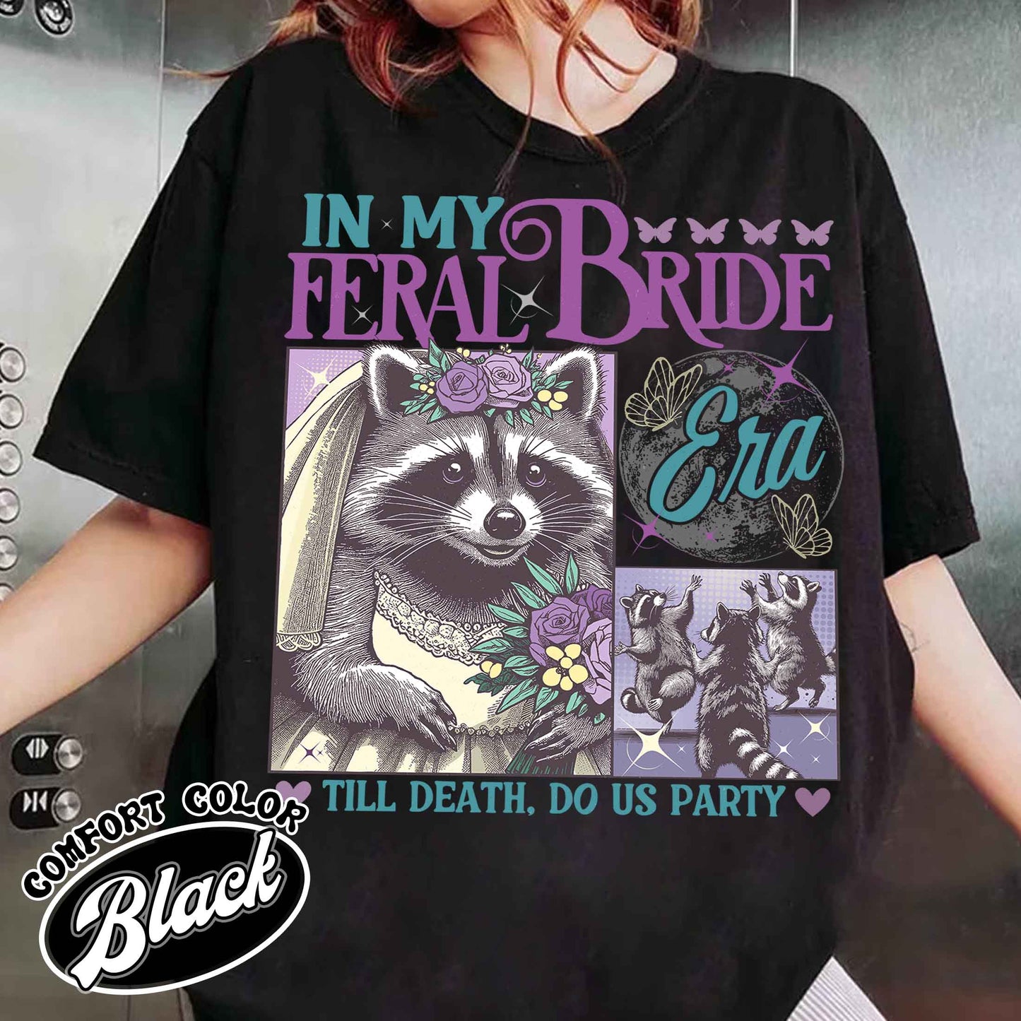 Funny Bride Shirt, Raccoon Bride Shirt, in My Raccoon Bride Era Shirt, Gift for Bride, Distressed Retro Raccoon Bride Comfort Colors TShirt