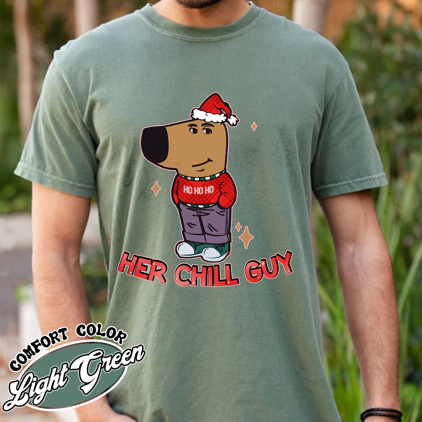 Chilly Christmas Comfort Color Shirt, Funny Boyfriend Shirt, Chill Dog TikTok Meme, Viral Dog Cartoon Shirt, Matching Xmas Tshirt, Funny Couple Christmas Shirt