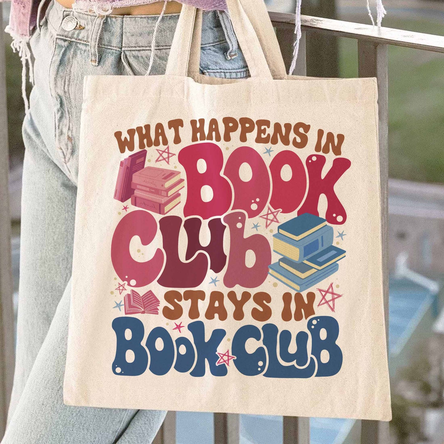 Book Club Tote Bag, Introverted Stay Reading Collection Bag