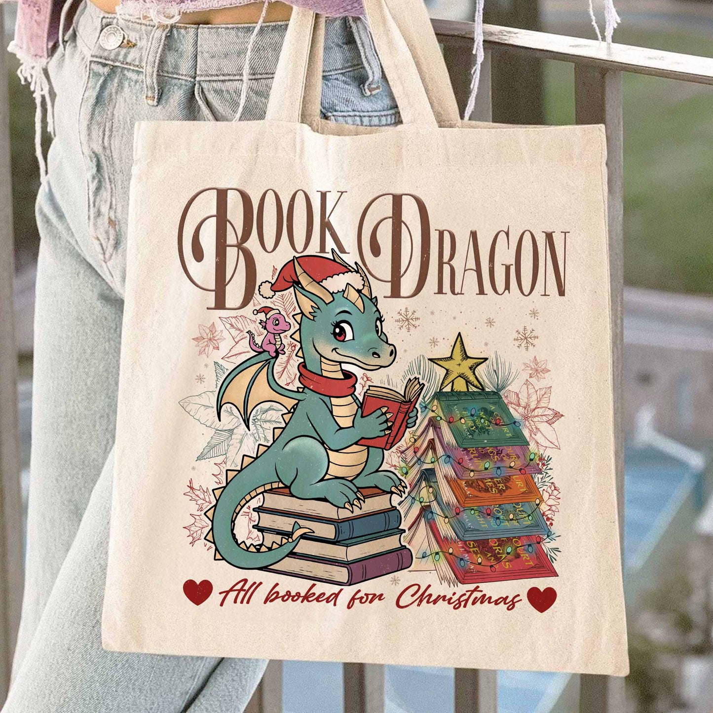 Fantasy Book Dragon Tote Bag, Abraxos Dragon Bag, Dragon Book Light Bag