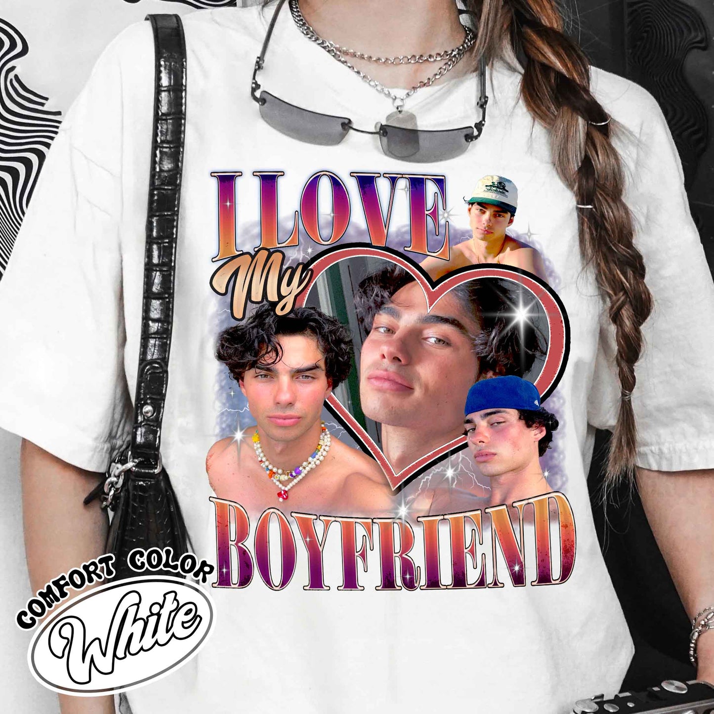 I Love My Boyfriend Shirt, I Love My Boyfriend Shirt Custom, Retro Rap Tee, Gift for Boyfriend, Vintage Graphic 90s Tshirt, Custom Photo