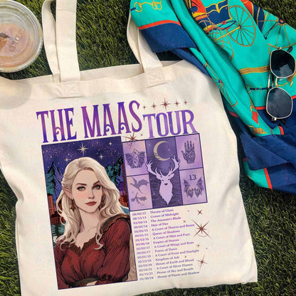 Book Lover Tote Bag, the Maas Tour Bag, ACOTAR TOG Crescent City Bag, Sjm Tour Bag