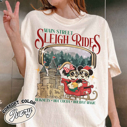 Main Street Sleigh Rides Shirts, Christmas Girls Trip T Shirts, the Most Magical Place on Earth Christmas Shirt, Hot Cocoa Christmas Shirt