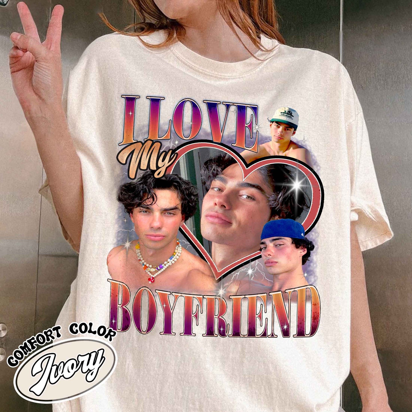 I Love My Boyfriend Shirt, I Love My Boyfriend Shirt Custom, Retro Rap Tee, Gift for Boyfriend, Vintage Graphic 90s Tshirt, Custom Photo