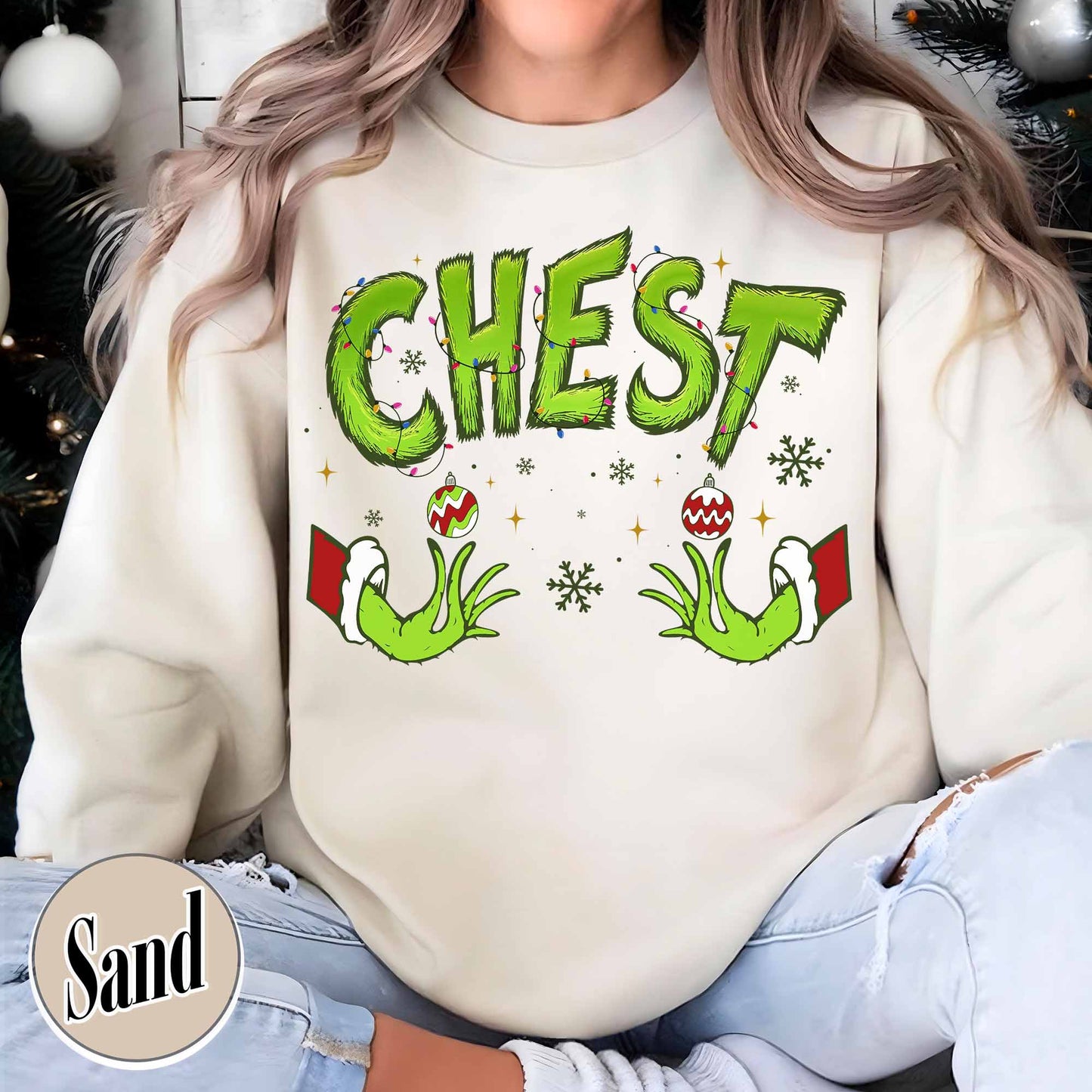 Chest Nuts Couples Matching Sweatshirts, Funny Couple Christmas Sweatshirt, Matching Christmas Outfits Boyfriend Girlfriend, Chest Nuts Christmas Sweatshirt