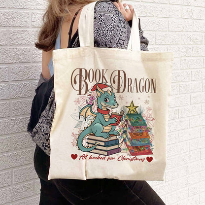 Fantasy Book Dragon Tote Bag, Abraxos Dragon Bag, Dragon Book Light Bag