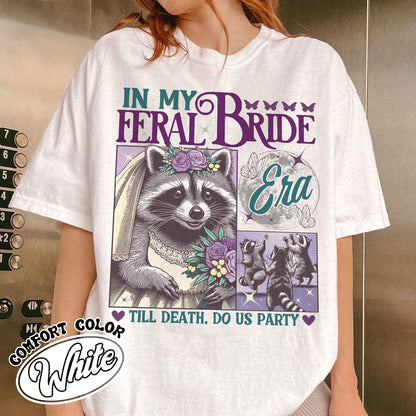 Funny Bride Shirt, Raccoon Bride Shirt, in My Raccoon Bride Era Shirt, Gift for Bride, Distressed Retro Raccoon Bride Comfort Colors TShirt