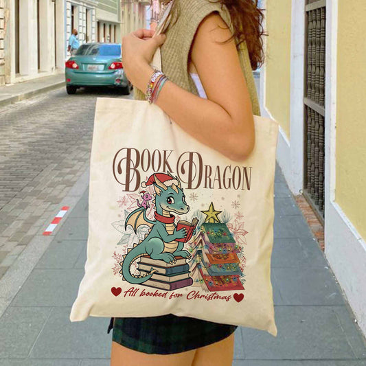 Fantasy Book Dragon Tote Bag, Abraxos Dragon Bag, Dragon Book Light Bag