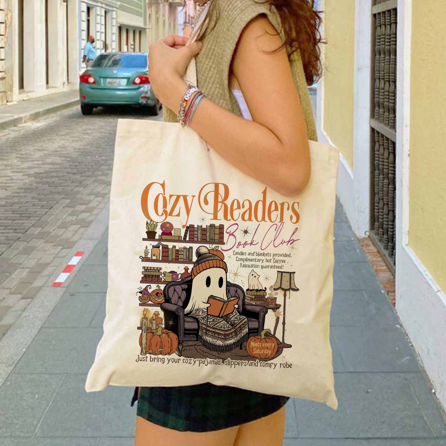 Book Club Tote Bag, Cozy Reader Fall Collection Bag